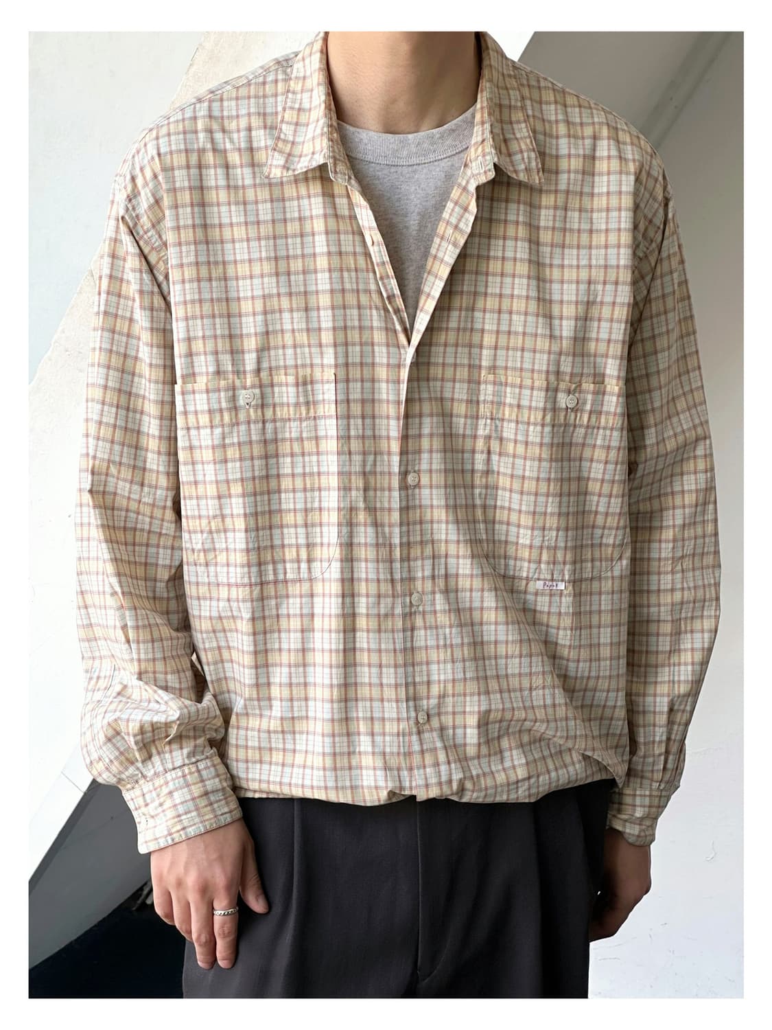 Light cotton big silhouette check shirt 상품이미지1
