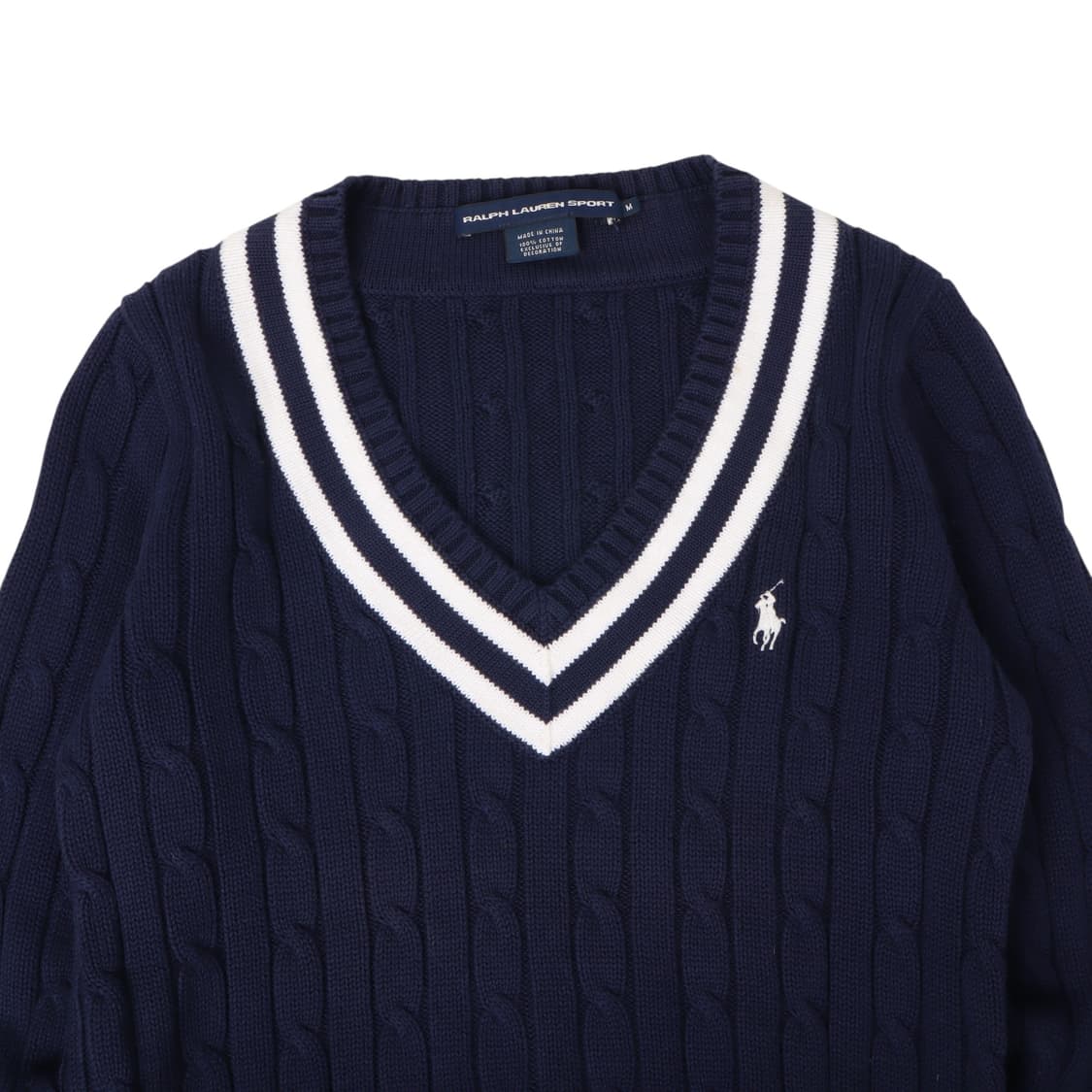 폴로 랄프로렌 네이비 크리켓 브이넥 케이블 니트 상품이미지3