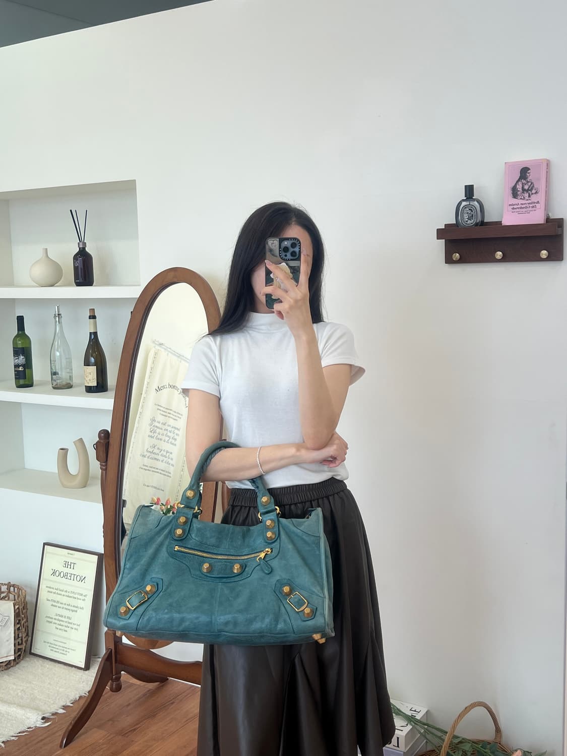 [A급 정품] 발렌시아가 자이언트 시티 모터백 라지 블루그린 상품이미지6