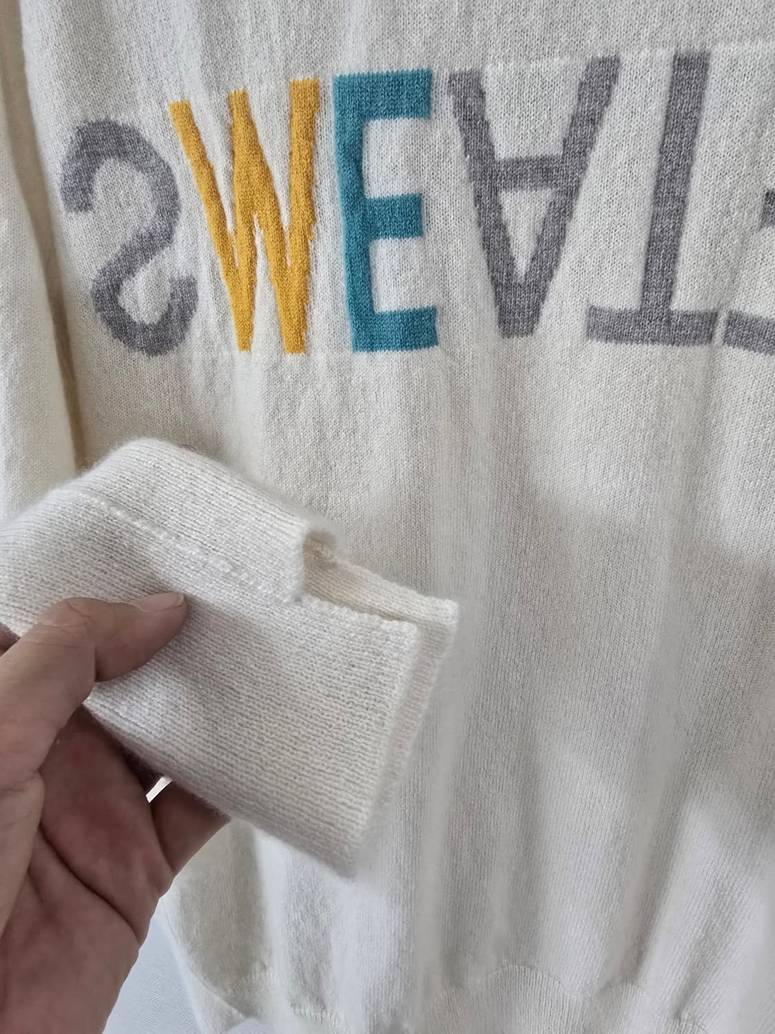 타임 캐시미어100% 레터링 니트티 상품이미지5