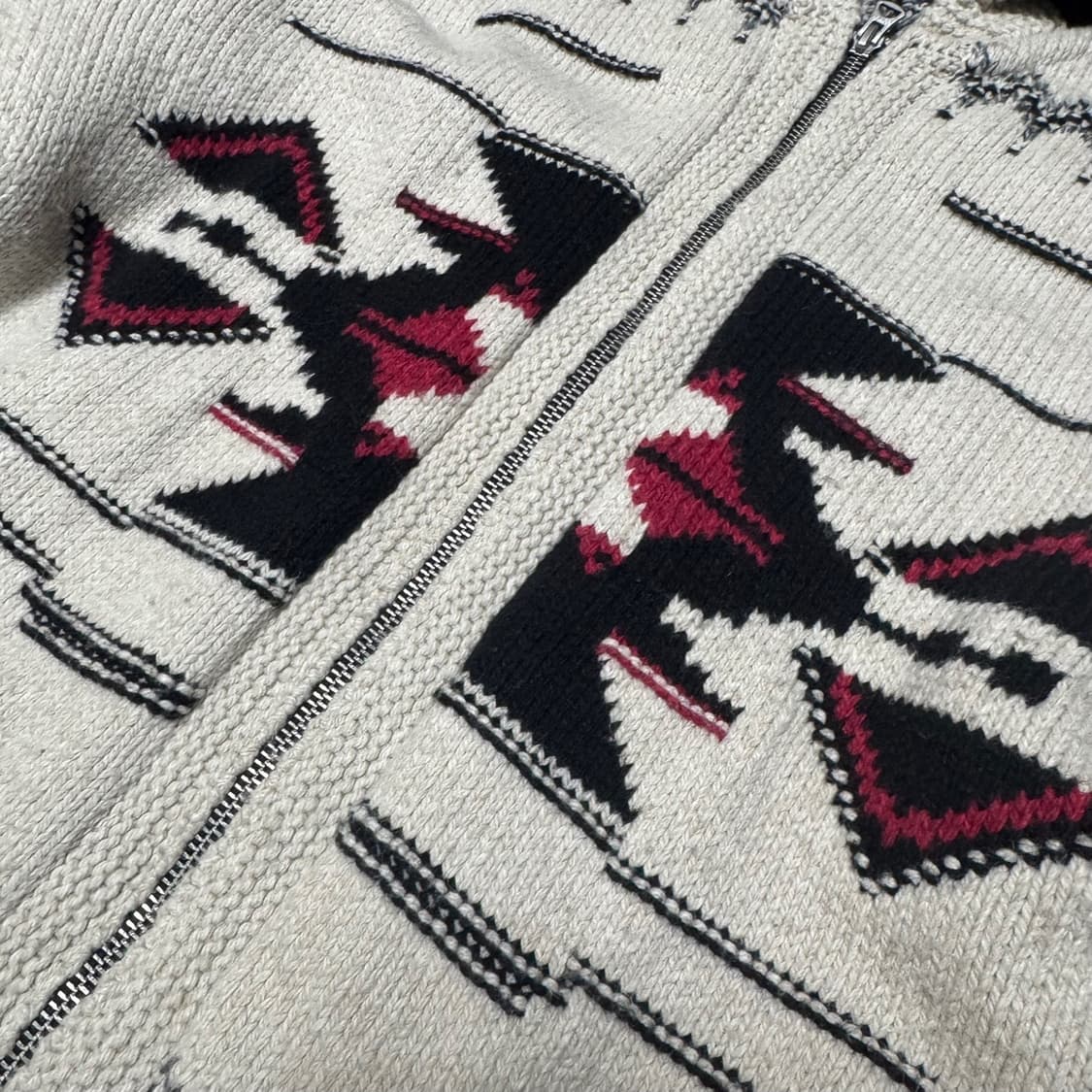 아메리칸이글 아이보리컬러 나바호 패턴 코튼 코위찬 니트 집업 가디건 상품이미지4