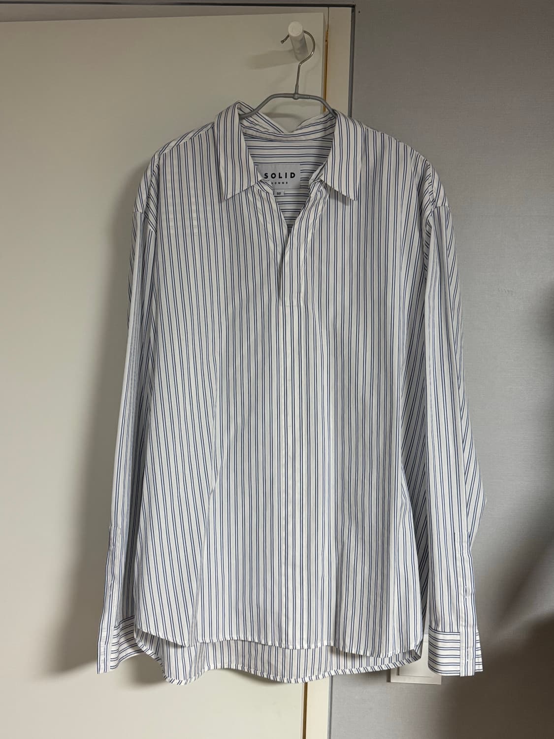 (50 사이즈) 솔리드옴므 21SS 블루 스트라이프 풀오버 셔츠 상품이미지1