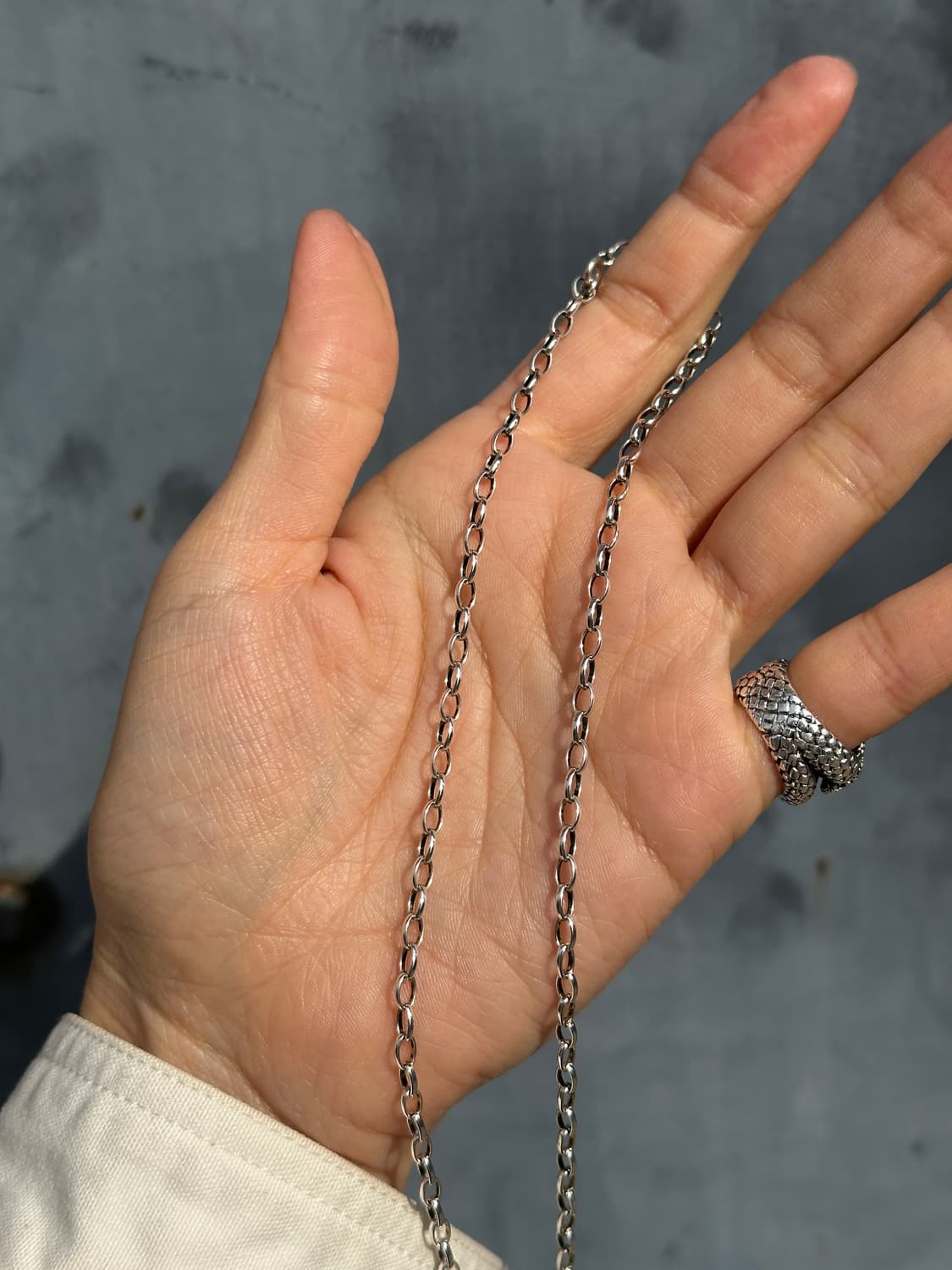 Oval Rolo Link Chain 925 Silver Necklace 상품이미지1