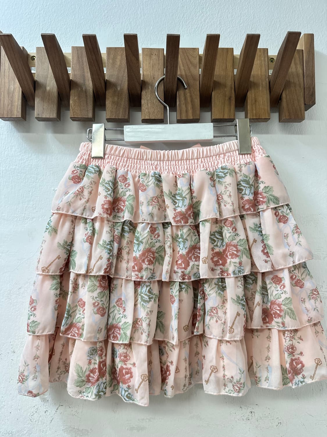 일본빈티지 Penderie 히메로걀라떼갸루 하구미리즈리사깔플로럴 스커트 상품이미지5