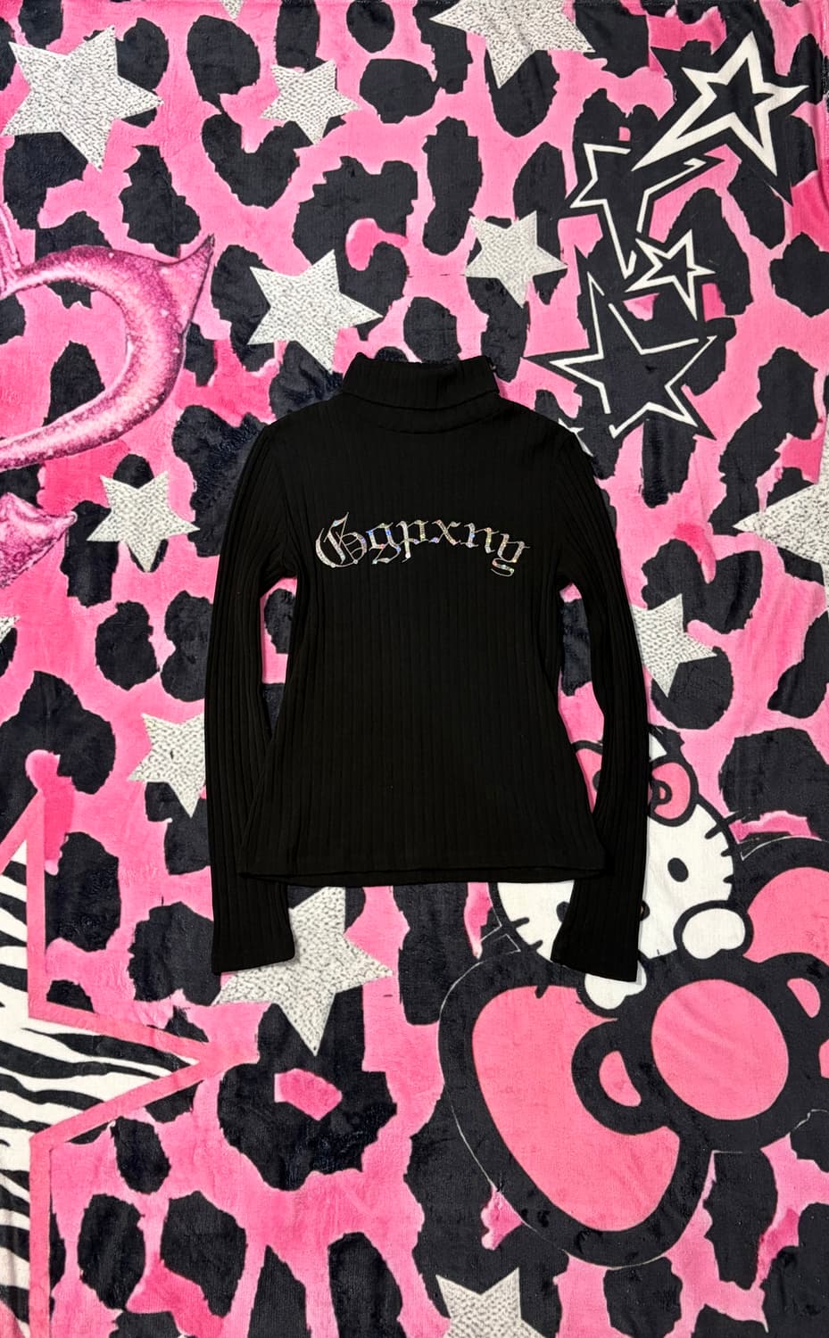 Y2K Glitter cubic back slit turtleneck 상품이미지1