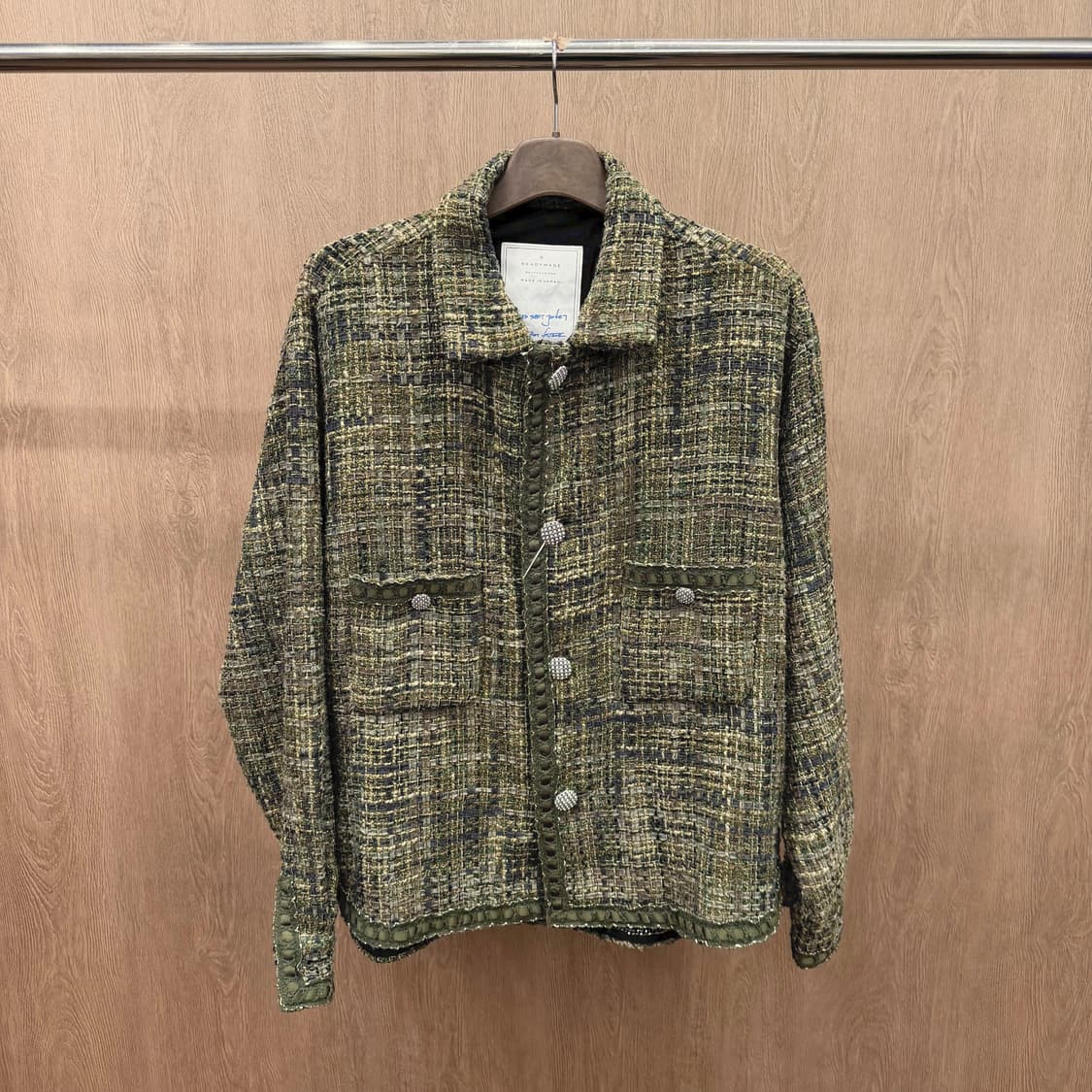 레디메이드 트위드 자켓 플랩 포켓 쥬얼 버튼 디테일 그린 상품이미지2