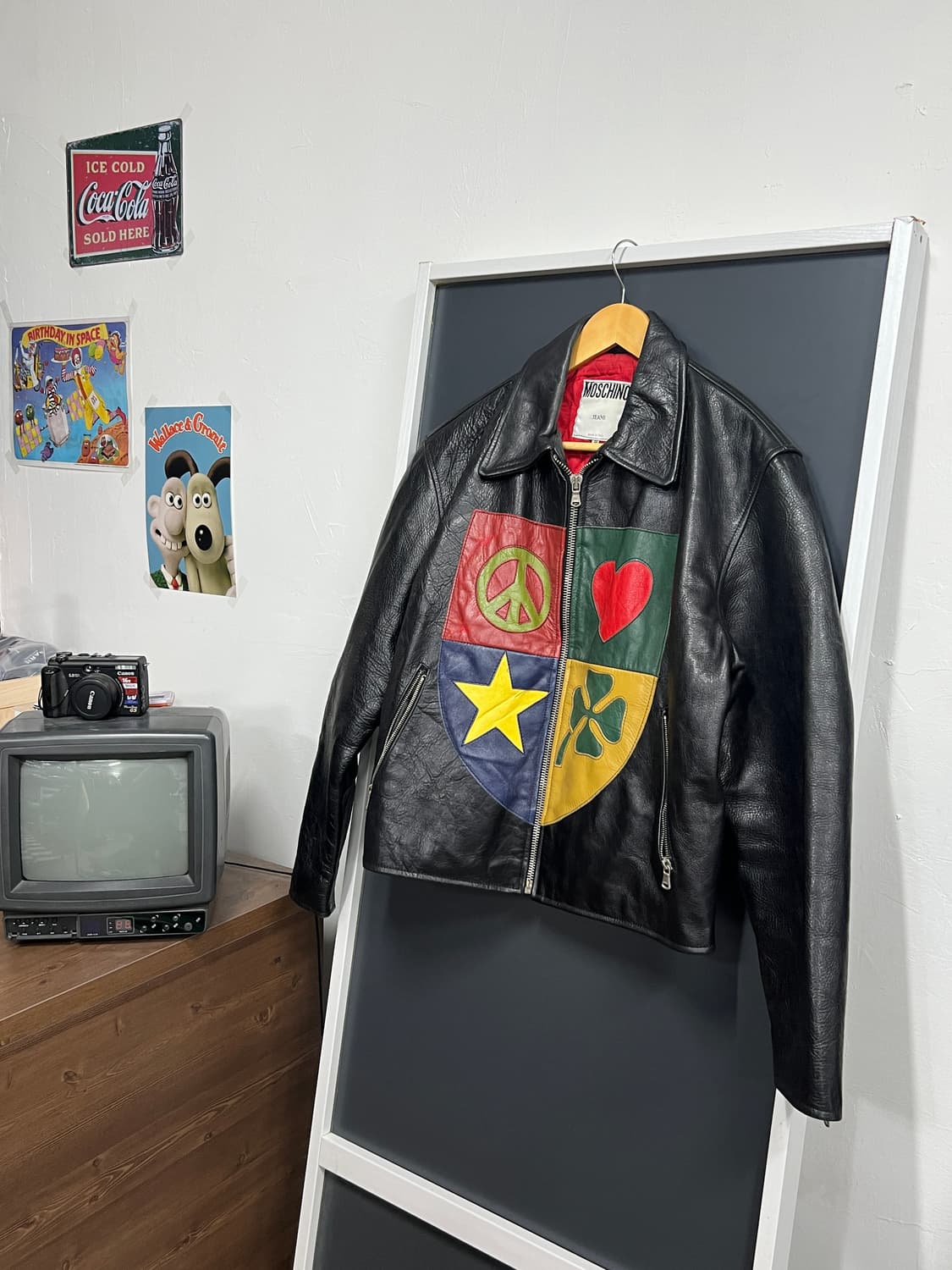 모스키노 90s 리얼레더 바이커 양가죽 자켓 상품이미지1