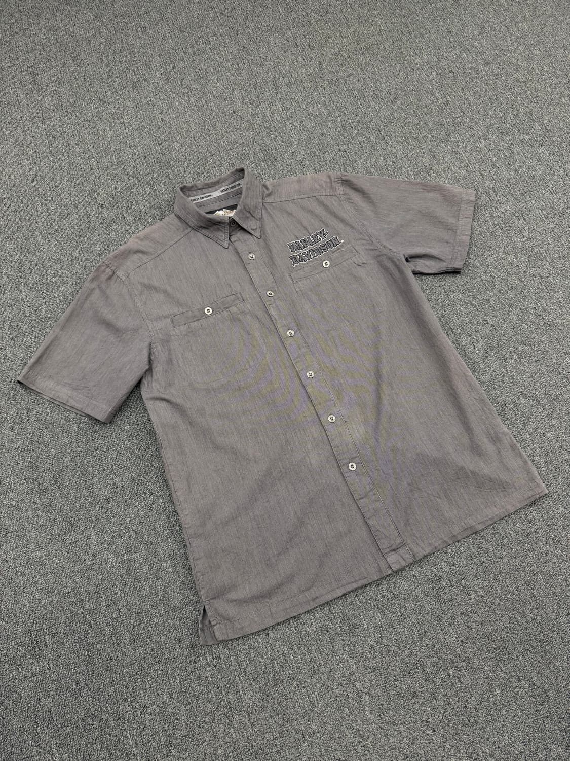 M) 할리데이비슨 빈티지 워싱 스컬 프린팅 코튼 반팔 셔츠 상품이미지1