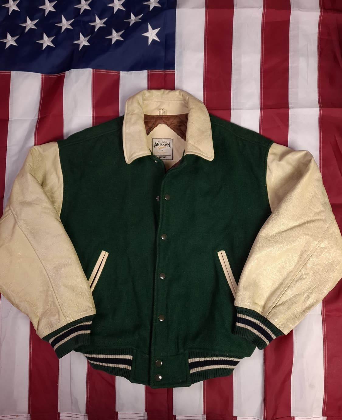 오리지날 80's 일본판 SCENE  울,레더 바시티자켓 상품이미지5