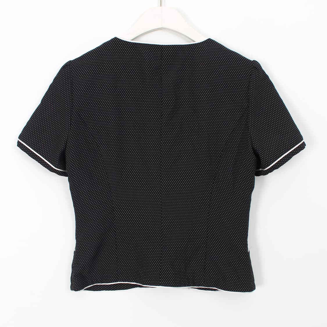 일본 빈티지 블랙 도트 배색 라운드넥 반팔 자켓 상품이미지4