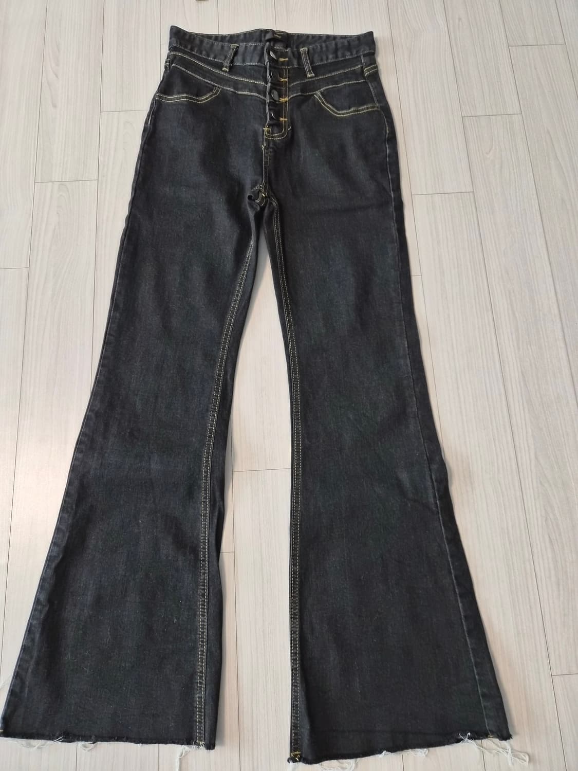 [LeShop] 하이웨스트 4버튼 생지 흑청 부츠컷 데님 상품이미지3