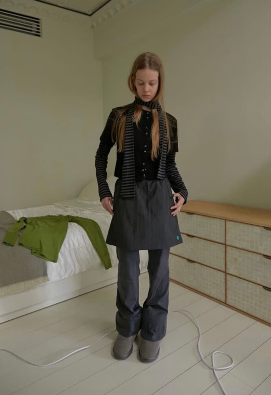 노컨텐츠 스트라이프 티+머플러 set 상품이미지2