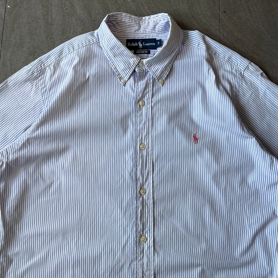 폴로 정품 라이트 퍼플 포플린 스트라이프 반팔 셔츠 상품이미지4