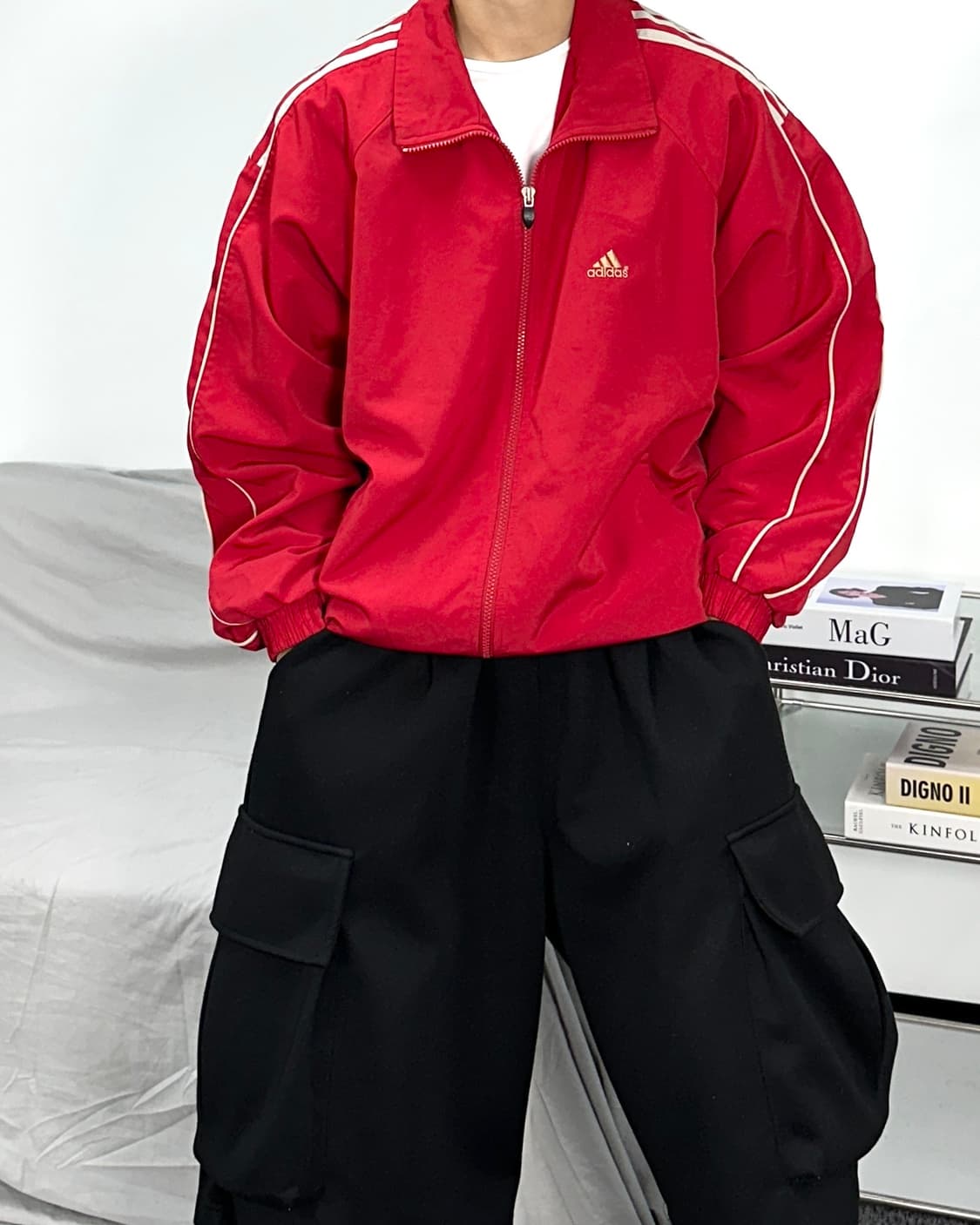 아디다스 90s 올드스쿨 레드 바람막이 100 상품이미지1
