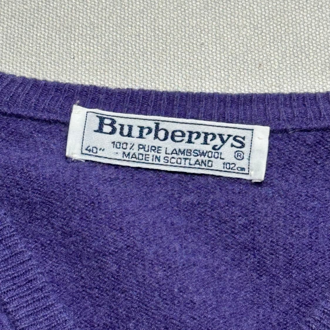 40 버버리 퓨어뉴 울 퍼플 브이넥 니트 상품이미지4