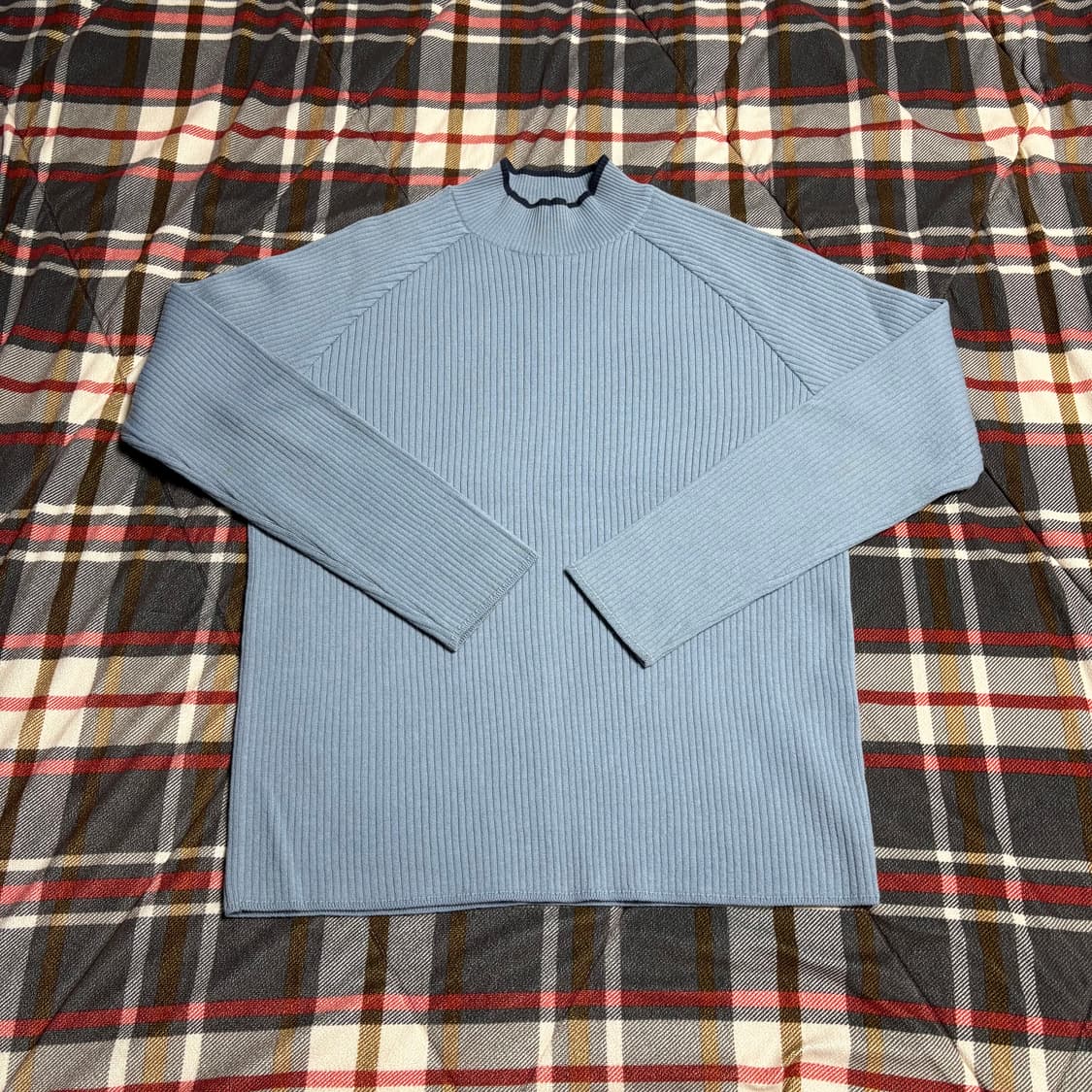 앤더슨벨 배색 반폴라 니트 M (100) 상품이미지2