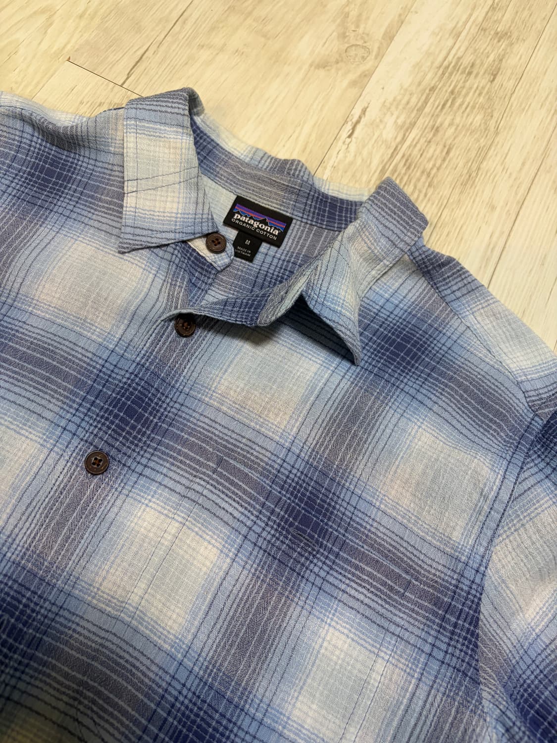 [M]파타고니아 블루 체크 반팔 셔츠 상품이미지1