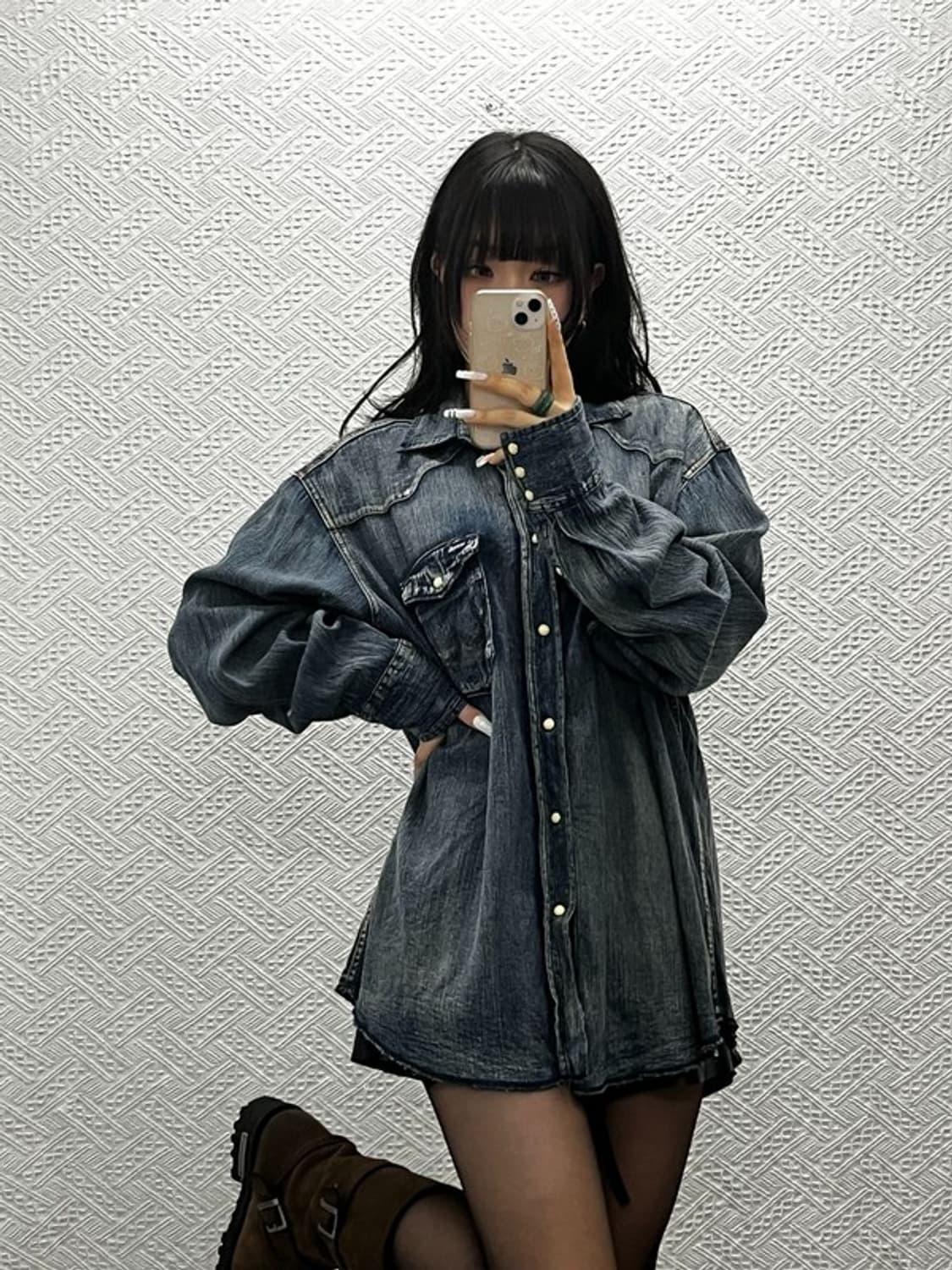 랭글러 컨트리 웨스턴 빈티지 워싱 데님 셔츠 XL C10872 상품이미지2