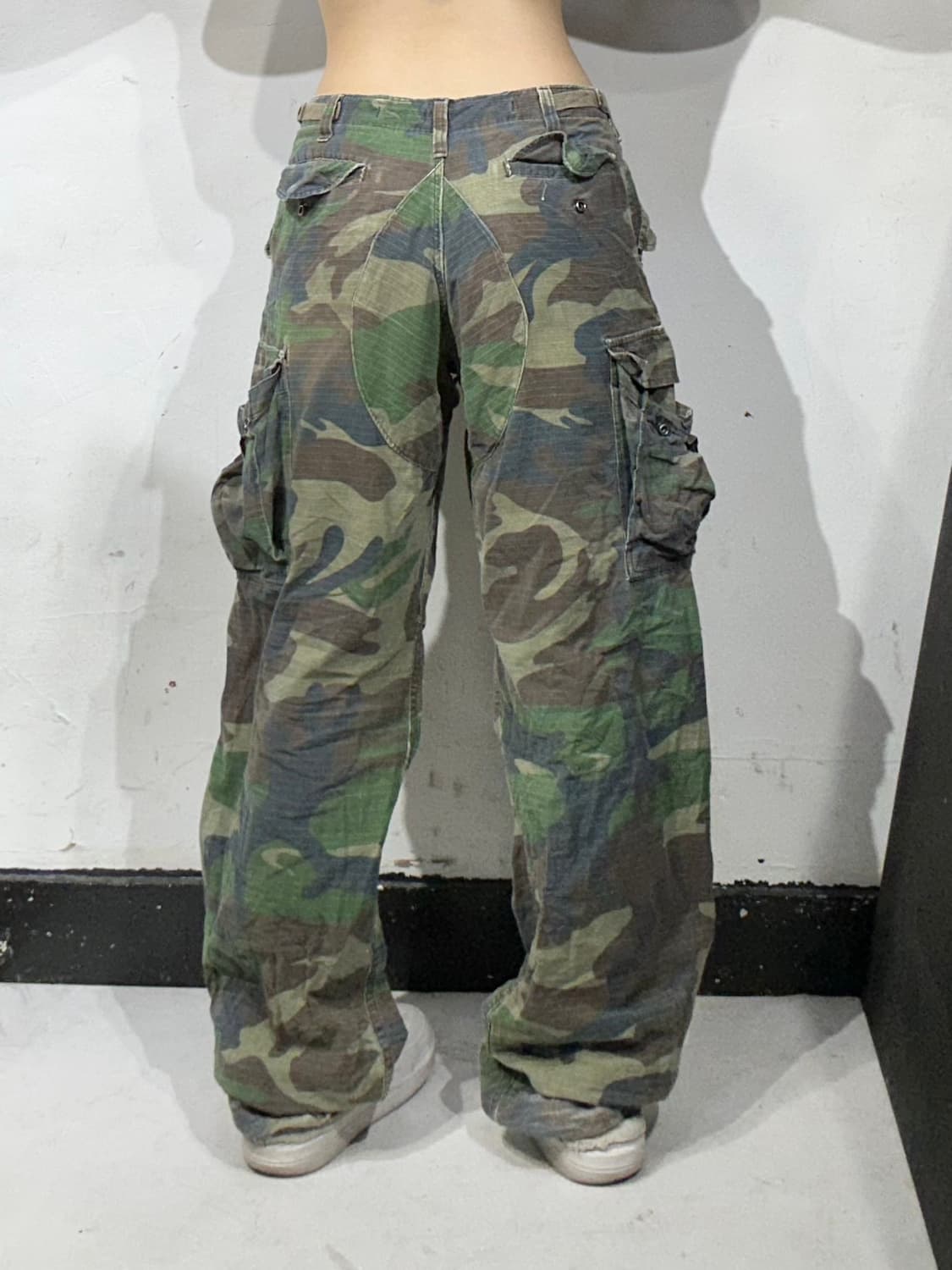 빈티지 카키 와이드 립스타 밀리터리 카고 팬츠   상품이미지3