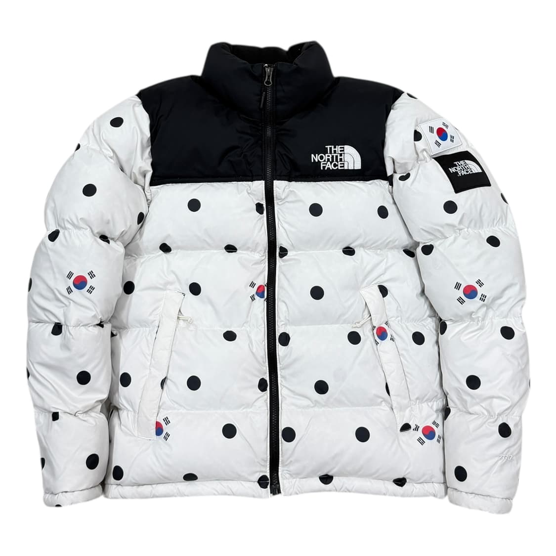 노스페이스 해외판 한정판 도트 땡땡이 태극기 코리아 눕시700패딩 화이트 상품이미지1