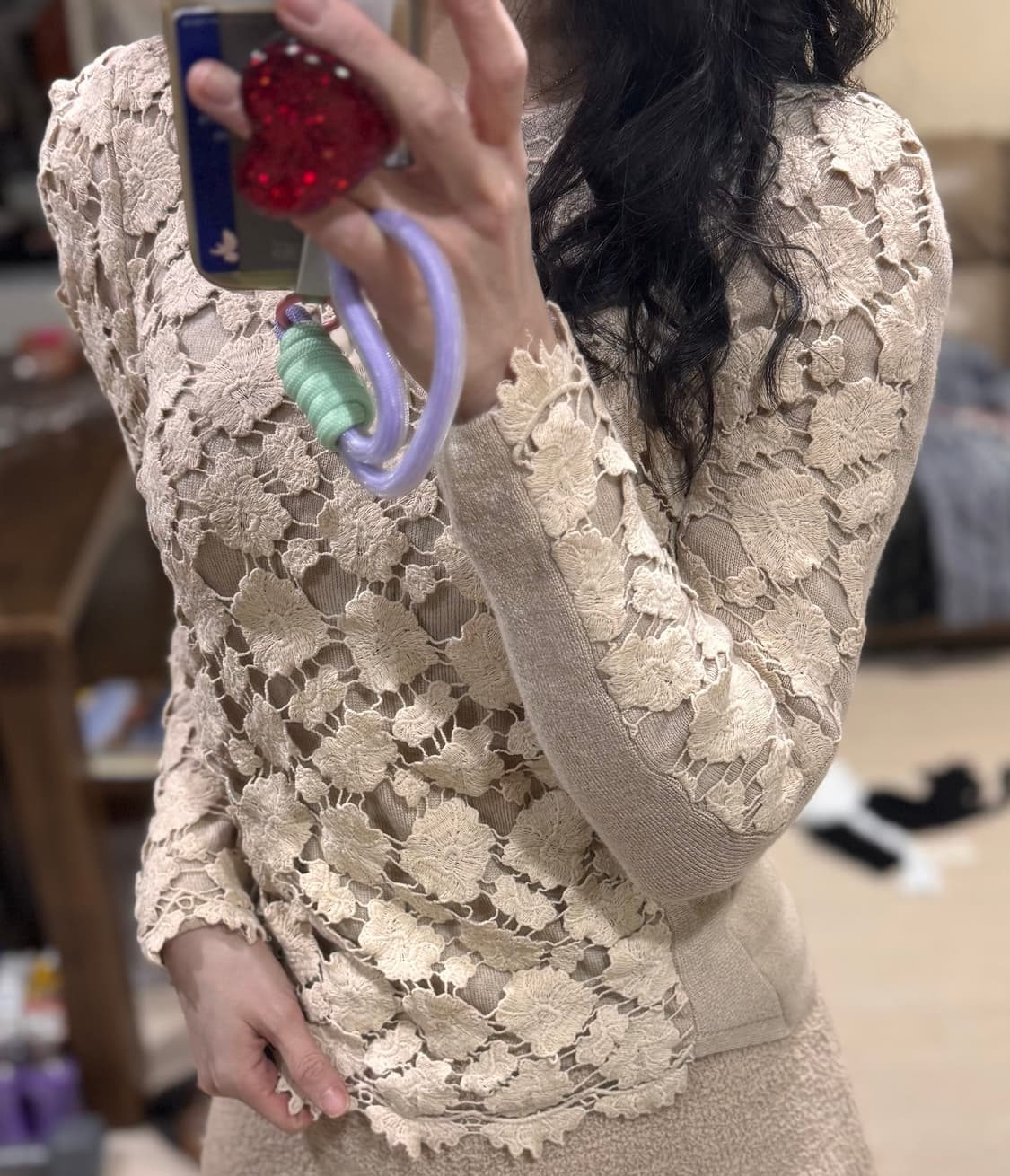 44반 ~ 55 SJSJ 레이스 퍼프소매 니트 스웨터 상품이미지1