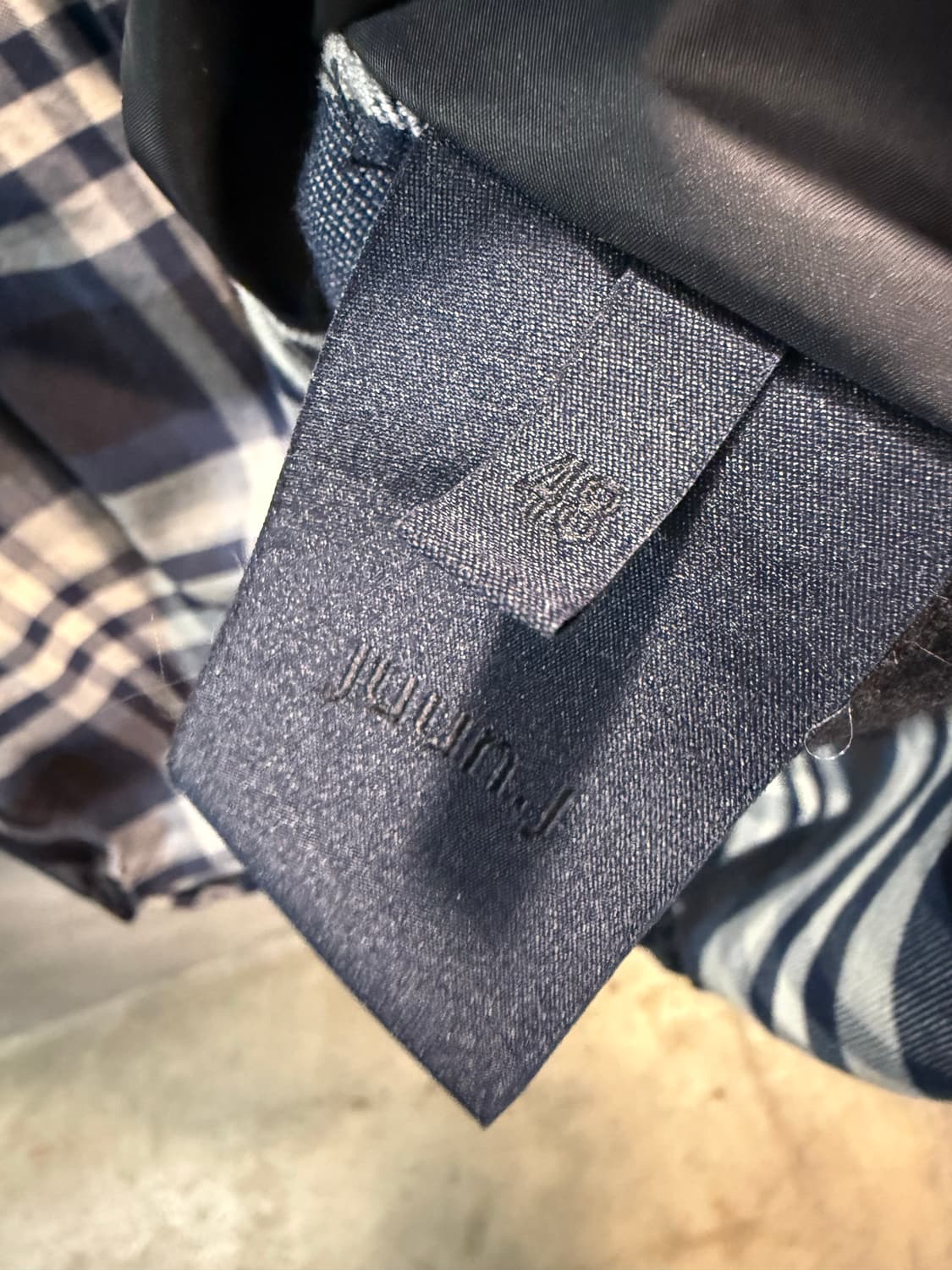 48 준지 JUUN.J 체크 스트링 블루종 셔츠 네이비 상품이미지7