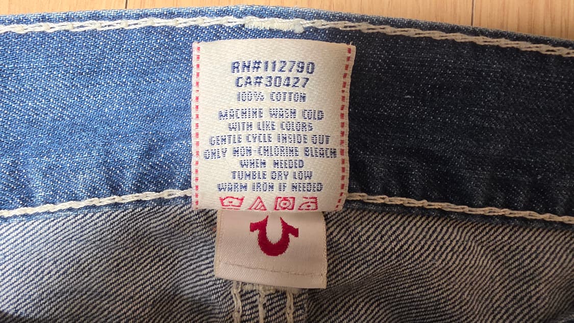 트루릴리젼 화이트 스티치 스트레이트 워싱 데님진 34 상품이미지4