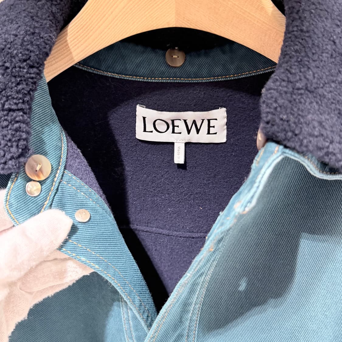 (S+/48) / 로에베 아나그램 레더패치 시어링 오버셔츠 자켓 상품이미지5