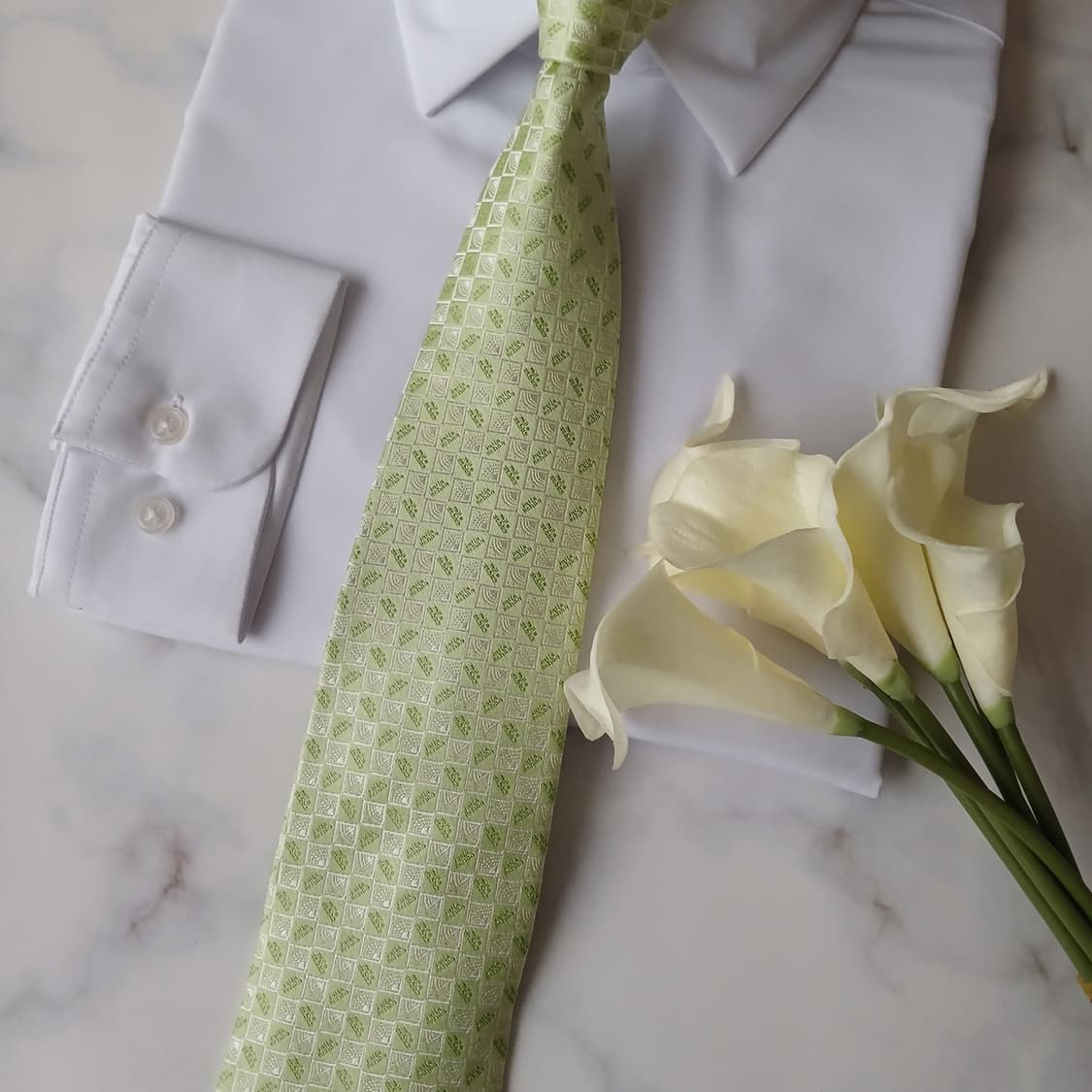 밀라숀 실크 그린 기하 패턴 넥타이 9cm A+등급 A19311
 상품이미지7