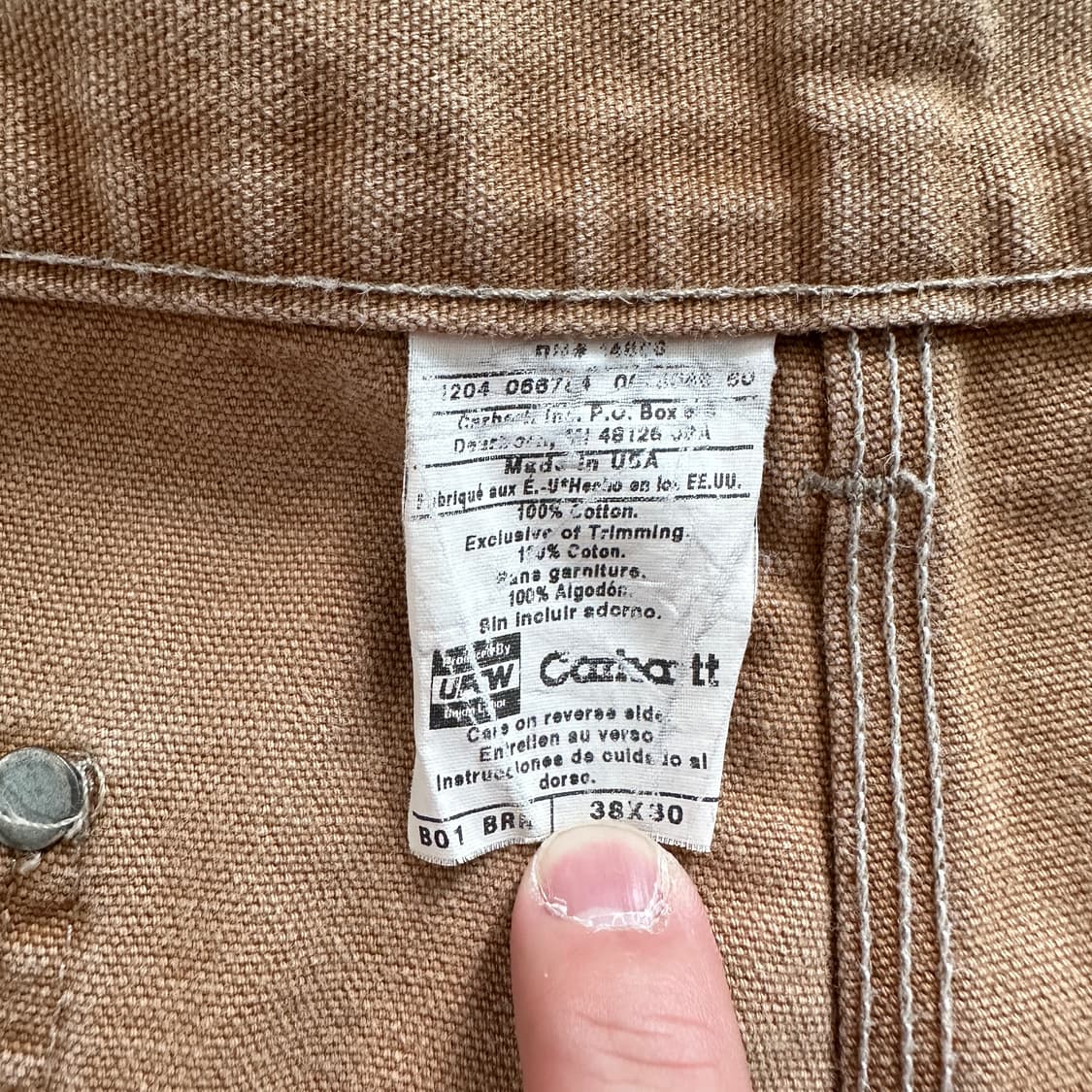 칼하트 B01 BRN MADE IN USA 더블니 워크 팬츠 상품이미지4