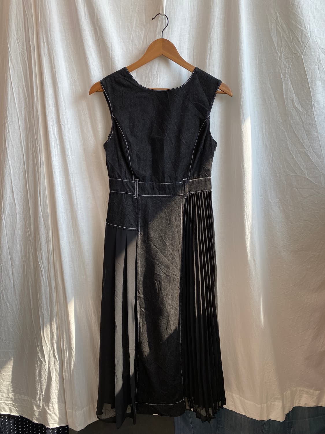 데님 플리츠 롱원피스(M) 상품이미지3