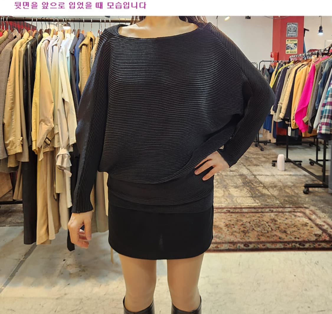 SPECCHIO pleats 스피치오 플리츠 블랙 가오리핏 탑 상품이미지3