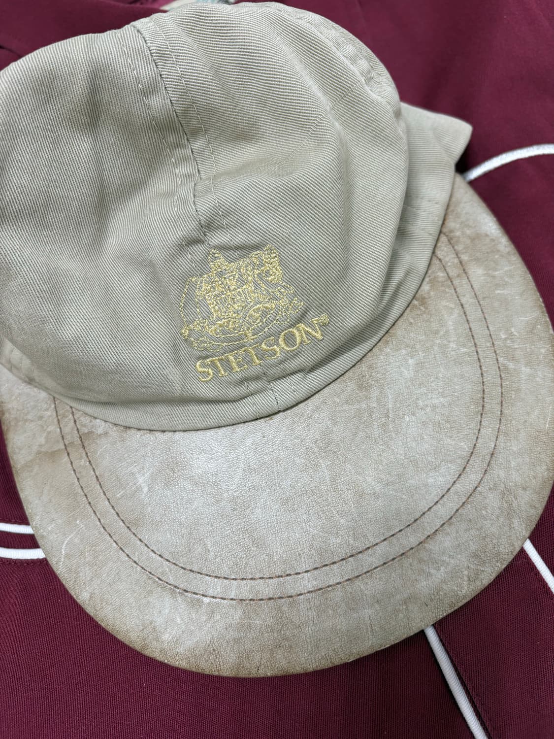 80-90's vtg Stetson Leather cotton cap 상품이미지8
