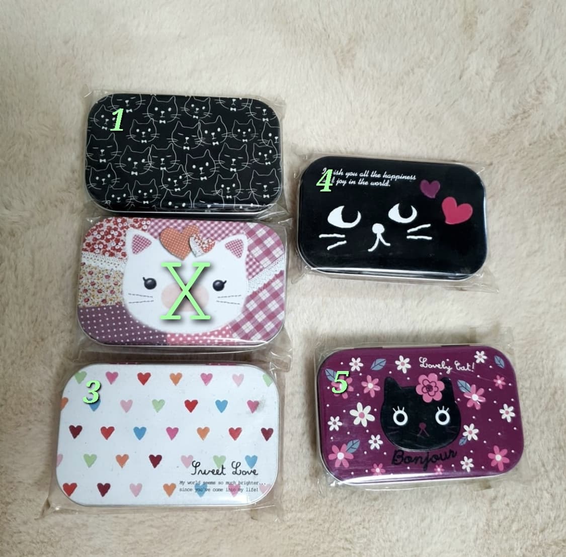 미개봉) 고전 빈티지 철제 미니 고양이 하트 틴케이스 케이스 고전문구 상품이미지2