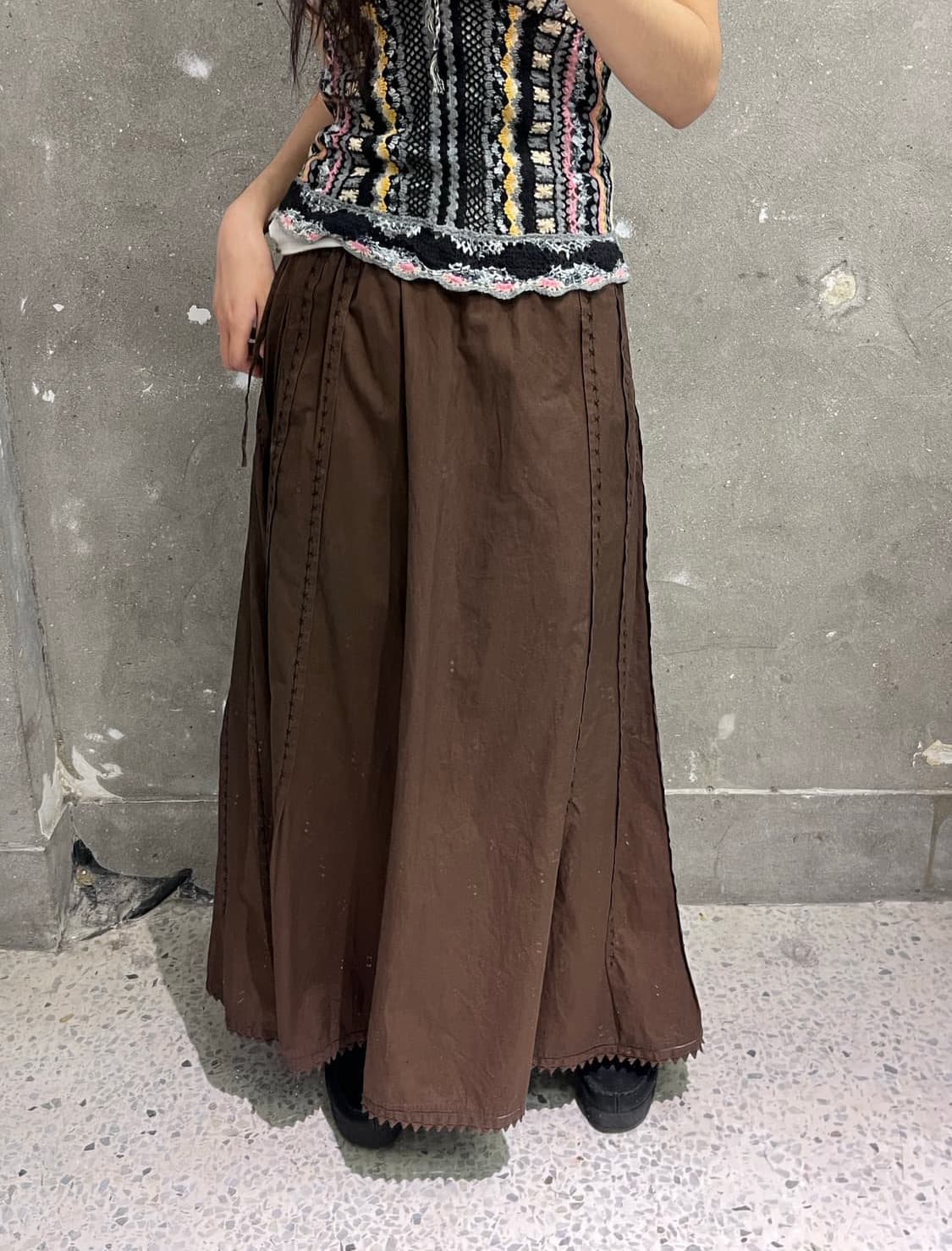 Issey Miyake 이세이미야케 하트 브라운 디테 일 롱스커트 상품이미지9