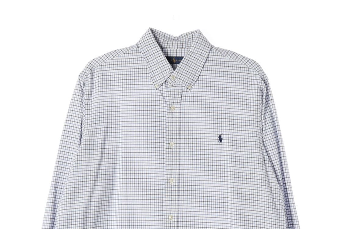 폴로 랄프로렌 클래식핏 블루 화이트 체크 셔츠 XL 상품이미지3