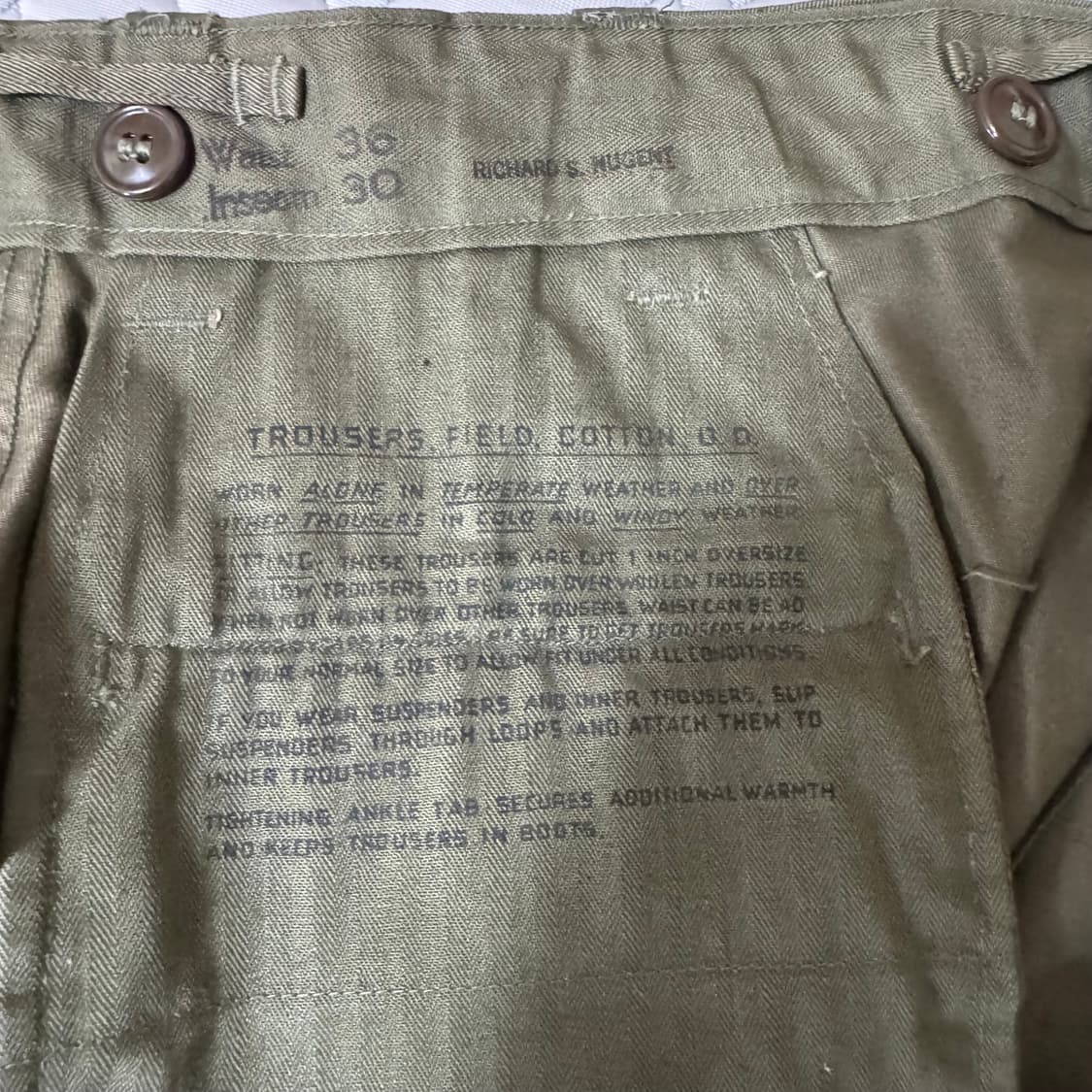 vintage 40s us army m43 필드 팬츠 데드스탁 상품이미지7