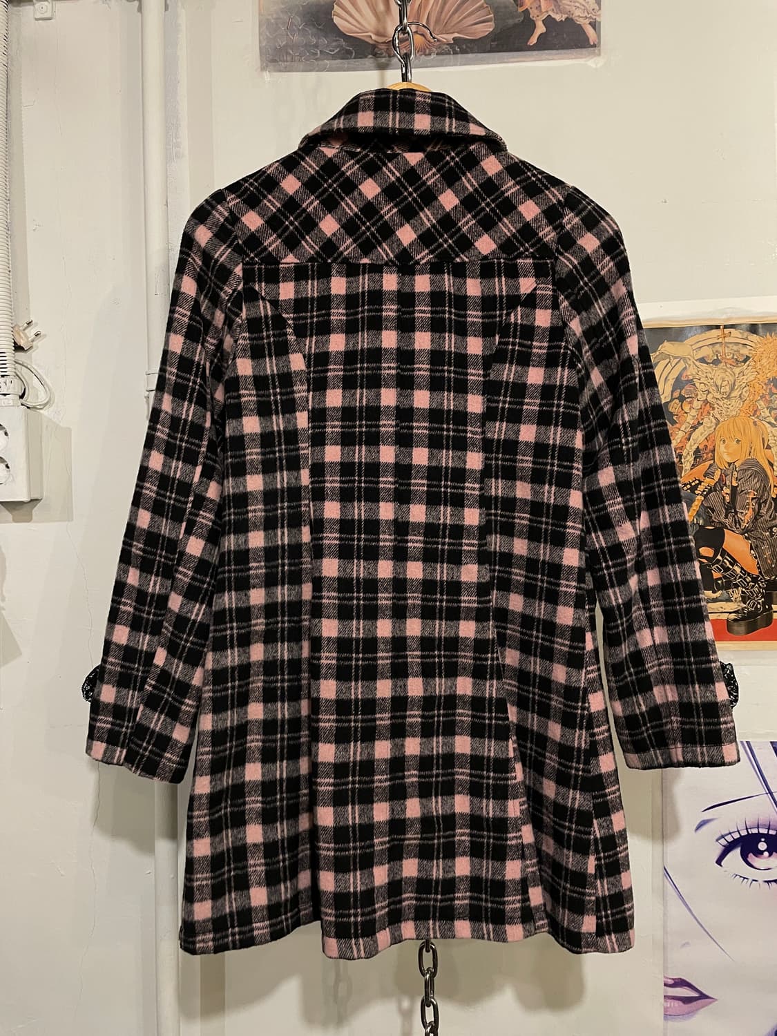 tralala 트랄랄라 리본 버튼 핑크 체크 코트 갸루 러블리 상품이미지4