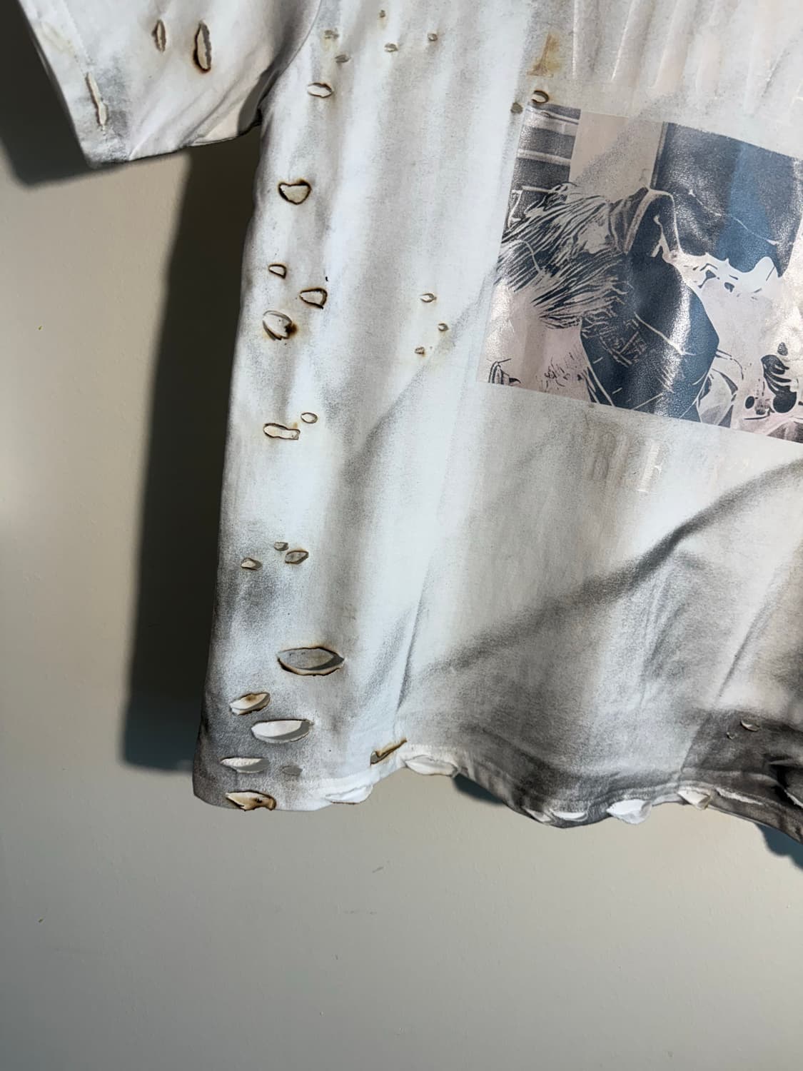 빈티지 너바나 프린팅 디스트로이드 그릴드데미지 반팔 상품이미지5