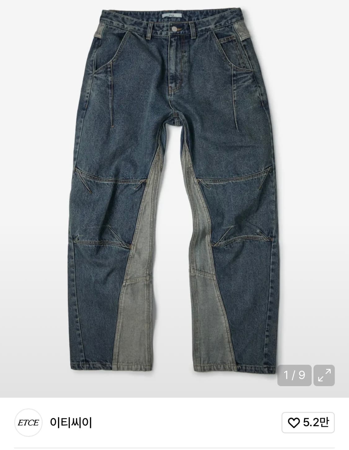 ETCE CURVED PANEL DENIM PANTS (BLUE) 상품이미지1