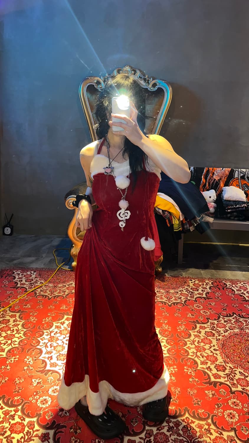 크리스마스 원피스 자수망토세트 상품이미지3