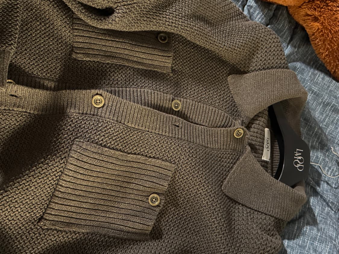 (46)엘무드 페인터 워크 니트 가디건 카키 상품이미지2