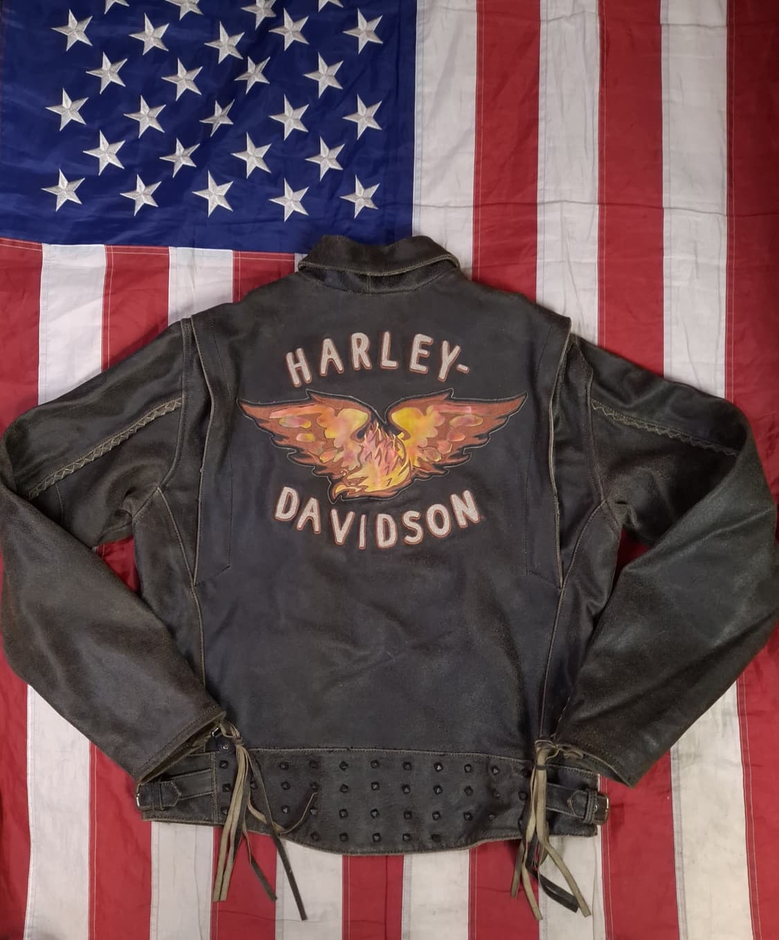 오리지날 할리데이비슨 리얼레더 이글 테슬 라이더자켓 상품이미지1