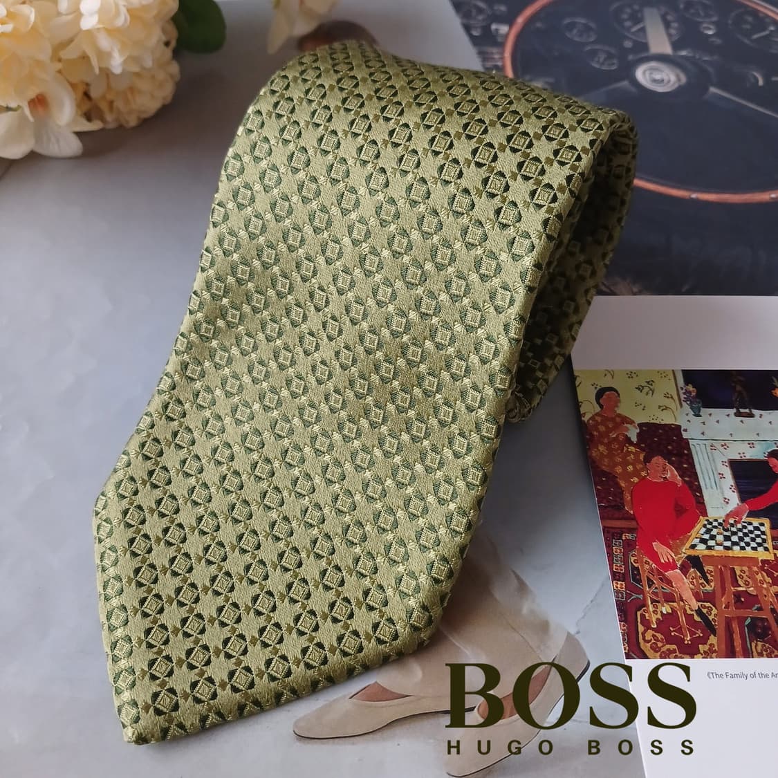 휴고보스 실크 다크그린 자카드 넥타이 9.6cm A+등급 A19387
 상품이미지2