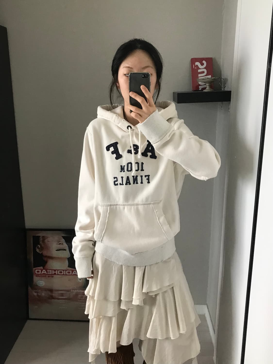 아베크롬비 자수로고 화이트 후드티 상품이미지3