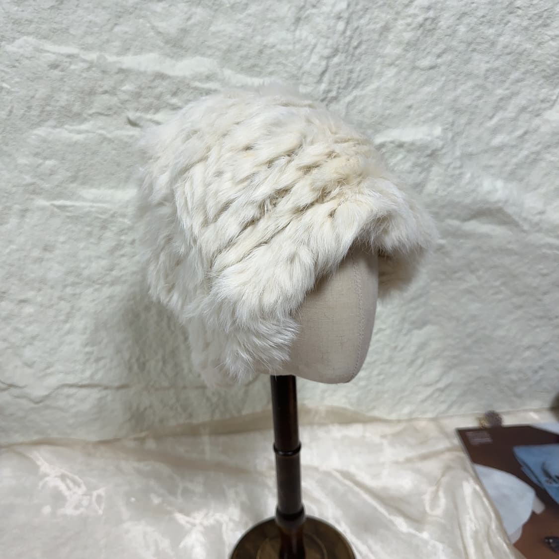 빈티지 토끼털 니트 모자 버킷햇 상품이미지2