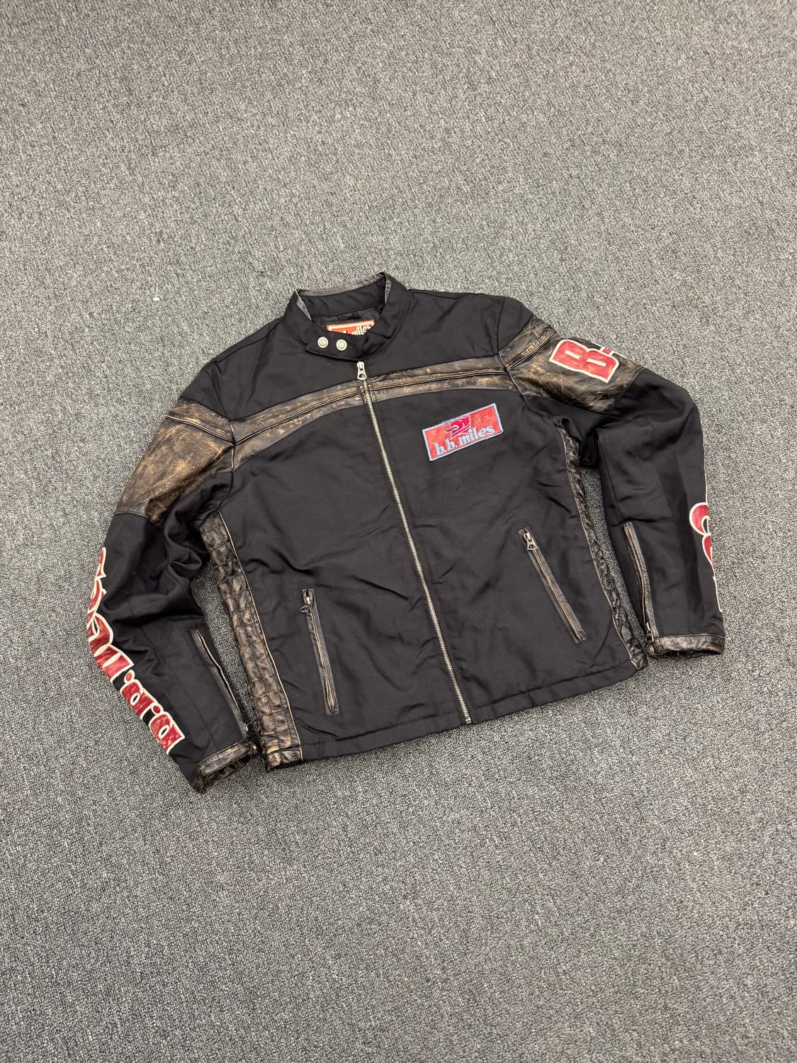 b.b.Miles 빈티지 가죽패치 스포츠바이커 자켓 상품이미지1