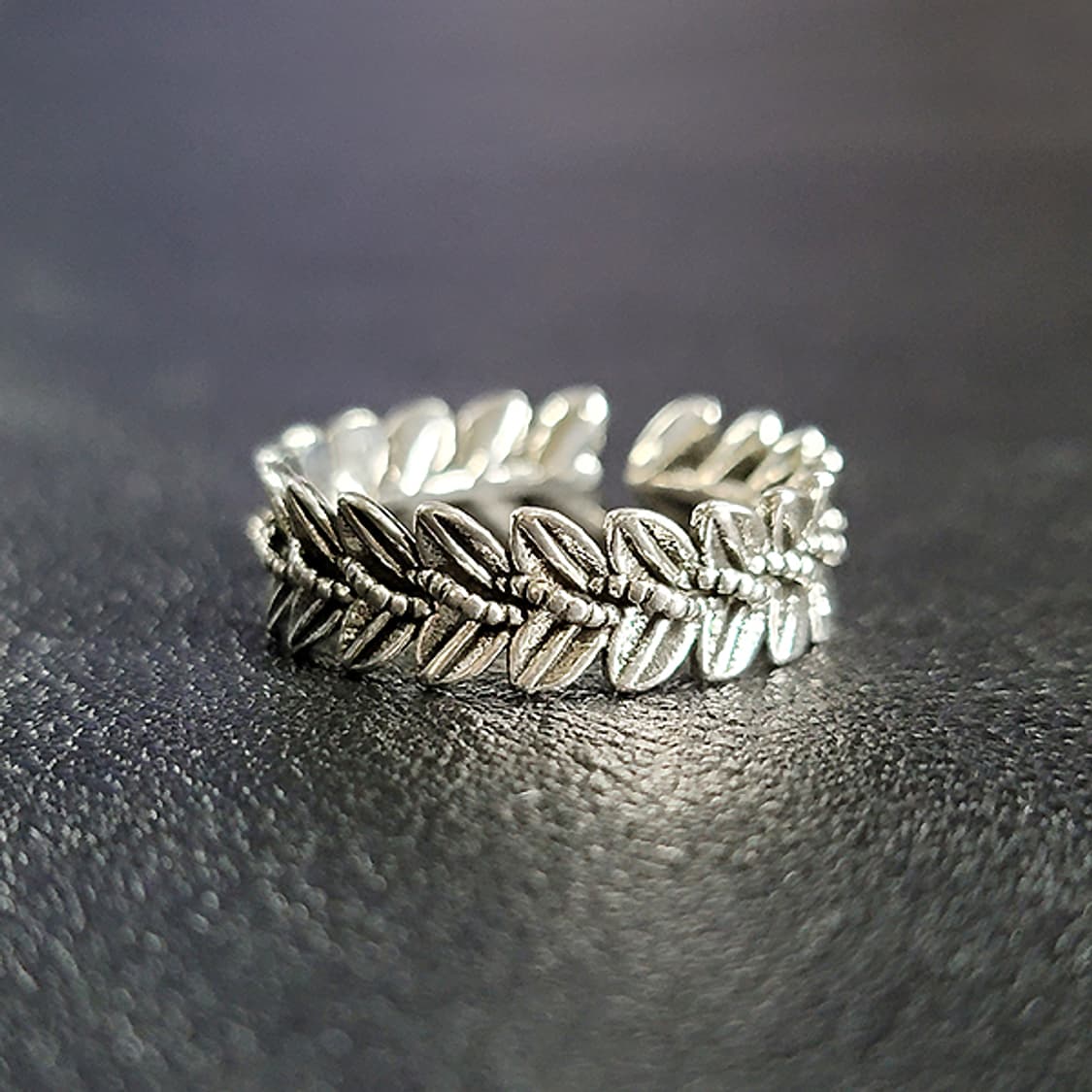 Sylvane 백동 남자 엔틱 빈티지 명품 식물 월계수 잎사귀 반지 상품이미지1