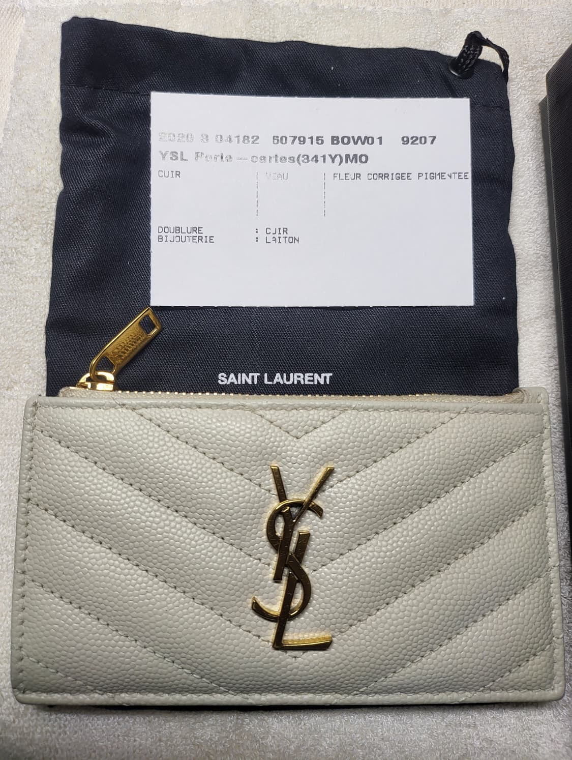 생로랑 마틀라세 카드지갑 크림색 상품이미지1