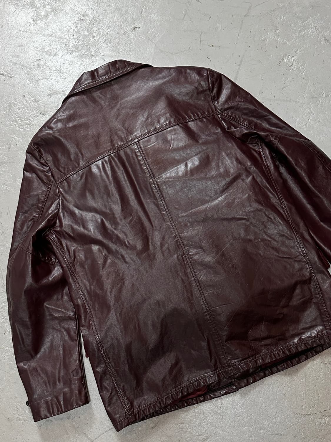 80's 빈티지 버건디 레더 자켓 레더 블레이저 카코트 상품이미지6